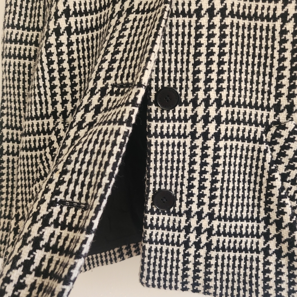 Lauren Ralph Lauren Houndstooth Wool Blend Cropped Pea Coat Black White - Picture 9 of 13